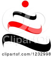 Clipart Of A Red And Black Abstract Tree Logo Royalty Free Vector Illustration
