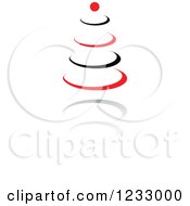 Clipart Of A Red And Black Tree Logo And Reflection Royalty Free Vector Illustration