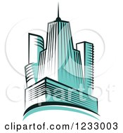 Clipart Of Turquoise Skyscrapers 4 Royalty Free Vector Illustration
