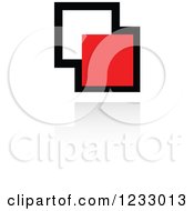 Clipart Of A Red And Black Abstract Squares Logo And Reflection Royalty Free Vector Illustration
