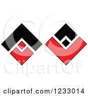 Clipart Of A Red And Black Diamond Logo 6 Royalty Free Vector Illustration