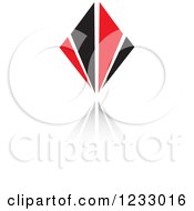 Clipart Of A Red And Black Diamond Logo And Reflection 2 Royalty Free Vector Illustration