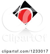 Clipart Of A Red And Black Diamond Logo And Reflection 3 Royalty Free Vector Illustration