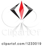 Clipart Of A Red And Black Diamond Logo And Reflection Royalty Free Vector Illustration
