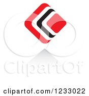 Clipart Of A Red And Black Diamond Logo And Reflection 4 Royalty Free Vector Illustration