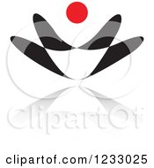 Clipart Of A Red And Black Abstract Torch Logo And Reflection 2 Royalty Free Vector Illustration