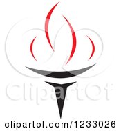 Clipart Of A Red And Black Abstract Torch Logo Royalty Free Vector Illustration