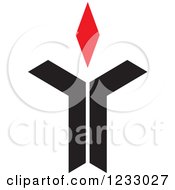 Clipart Of A Red And Black Abstract Torch Logo 2 Royalty Free Vector Illustration