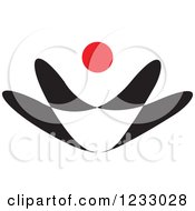 Clipart Of A Red And Black Abstract Torch Logo 3 Royalty Free Vector Illustration