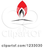 Clipart Of A Red And Black Flame Logo And Reflection Royalty Free Vector Illustration