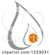 Clipart Of A Gray And Orange Flame Logo Royalty Free Vector Illustration