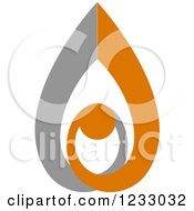 Clipart Of A Gray And Orange Flame Logo 2 Royalty Free Vector Illustration