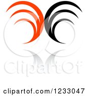 Clipart Of A Black And Orange Abstract Logo And Reflection Royalty Free Vector Illustration