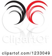 Clipart Of A Red And Black Abstract Logo And Reflection 6 Royalty Free Vector Illustration