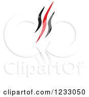 Clipart Of A Red And Black Abstract Logo And Reflection 3 Royalty Free Vector Illustration
