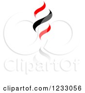 Clipart Of A Red And Black Abstract Logo And Reflection 2 Royalty Free Vector Illustration