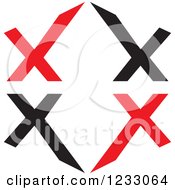 Clipart Of A Red And Black Letter X Logo Royalty Free Vector Illustration