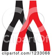 Clipart Of A Red And Black Wish Bone Logo Royalty Free Vector Illustration