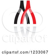 Clipart Of A Red And Black Wish Bone Logo And Reflection Royalty Free Vector Illustration by Vector Tradition SM