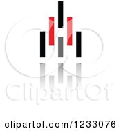 Clipart Of A Red And Black Abstract Logo And Reflection 17 Royalty Free Vector Illustration