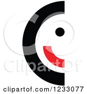 Clipart Of A Red And Black Half Smiley Face Logo Royalty Free Vector Illustration by Vector Tradition SM