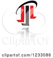 Clipart Of A Red And Black Abstract Logo And Reflection 16 Royalty Free Vector Illustration