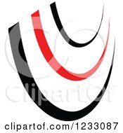 Clipart Of A Red And Black Swoosh Logo Royalty Free Vector Illustration