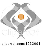 Clipart Of A Gray And Orange Super Human Logo Royalty Free Vector Illustration