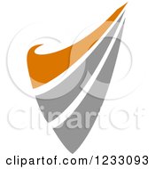 Clipart Of A Gray And Orange Swoosh Logo Royalty Free Vector Illustration