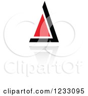 Clipart Of A Red And Black Triangle Logo And Reflection Royalty Free Vector Illustration