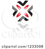Clipart Of A Red And Black X Logo And Reflection Royalty Free Vector Illustration