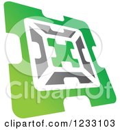 Clipart Of A Green And Gray Abstract Logo Royalty Free Vector Illustration