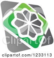 Clipart Of A Green And Gray Abstract Logo 2 Royalty Free Vector Illustration