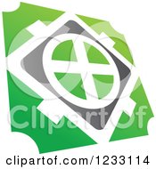 Clipart Of A Green And Gray Abstract Logo 3 Royalty Free Vector Illustration