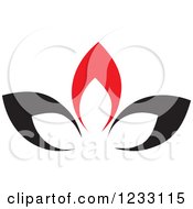 Clipart Of A Red And Black Abstract Flower Logo Royalty Free Vector Illustration
