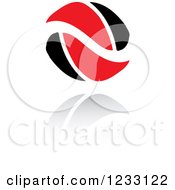 Clipart Of A Red And Black Abstract Logo And Reflection 19 Royalty Free Vector Illustration