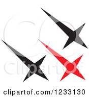 Clipart Of A Red And Black Star Or Plane Logo Royalty Free Vector Illustration