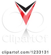 Clipart Of A Red And Black Letter V Logo And Reflection Royalty Free Vector Illustration