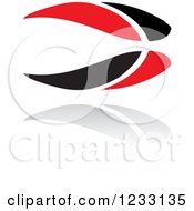 Clipart Of A Red And Black Abstract Logo And Reflection 20 Royalty Free Vector Illustration