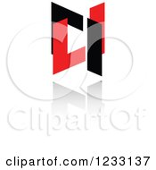 Clipart Of A Red And Black Abstract Logo And Reflection 28 Royalty Free Vector Illustration