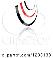 Clipart Of A Red And Black Swoosh Logo And Reflection Royalty Free Vector Illustration