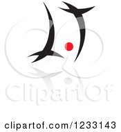 Clipart Of A Red And Black Abstract Logo And Reflection 25 Royalty Free Vector Illustration