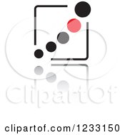 Clipart Of A Red And Black Tile And Dots Logo And Reflection Royalty Free Vector Illustration