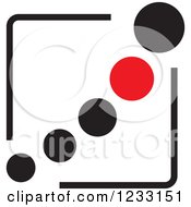 Clipart Of A Red And Black Tile And Dots Logo Royalty Free Vector Illustration