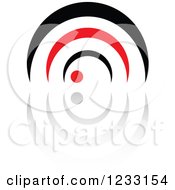 Clipart Of A Red And Black Arch Logo And Reflection Royalty Free Vector Illustration