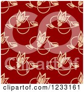 Clipart Of A Seamless Red And Beige Henna Lotus Flower Pattern Royalty Free Vector Illustration