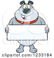 Poster, Art Print Of Gray Bulldog Holding A Sign