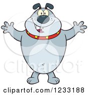 Poster, Art Print Of Gray Bulldog With Open Arms For A Hug
