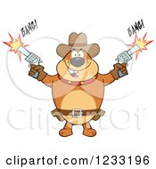 Poster, Art Print Of Brown Cowboy Bulldog Shooting Guns
