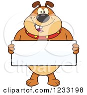 Poster, Art Print Of Brown Bulldog Holding A Sign